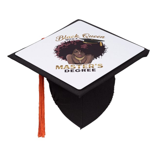 Black Queen Masters Degree Cute Graduation Gifts  Graduation Cap Topper (Angled)