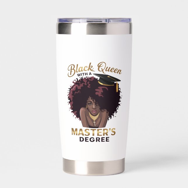 Black Queen Masters Degree Cute Graduation Gifts  Insulated Tumbler (Front)