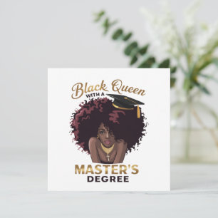 Black Queen Masters Degree Cute Graduation Gifts  Invitation