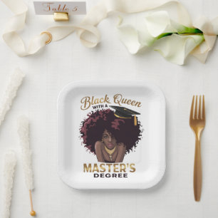 Black Queen Masters Degree Cute Graduation Gifts  Paper Plates