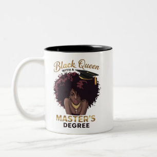 Black Queen Masters Degree Cute Graduation Gifts  Two-Tone Coffee Mug