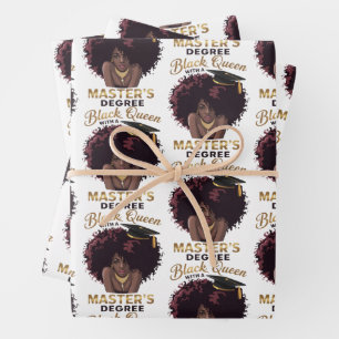 Black Queen Masters Degree Cute Graduation Gifts  Wrapping Paper Sheets