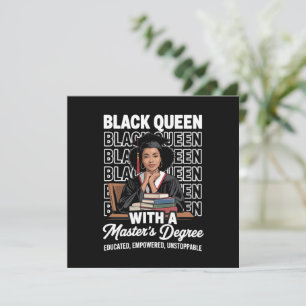 Black Queen Masters Degree Graduation Educated  Invitation