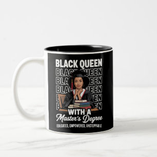 Black Queen Masters Degree Graduation Educated  Two-Tone Coffee Mug