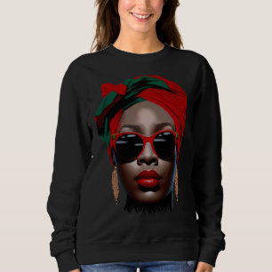 Black Queen Melanin Earrings Lips Cute Black Histo Sweatshirt