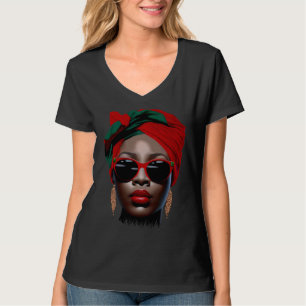 Black Queen Melanin Earrings Lips Cute Black Histo T-Shirt