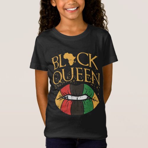Black Queen Melanin Lips Africa Pride History BLM  T_Shirt
