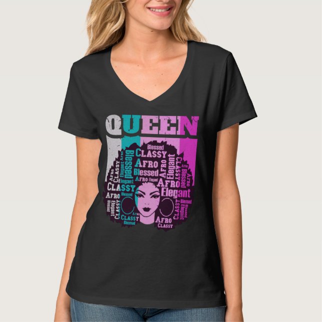 Black Queen Melanin Magic Sista Woman Queens Brown T-Shirt (Front)