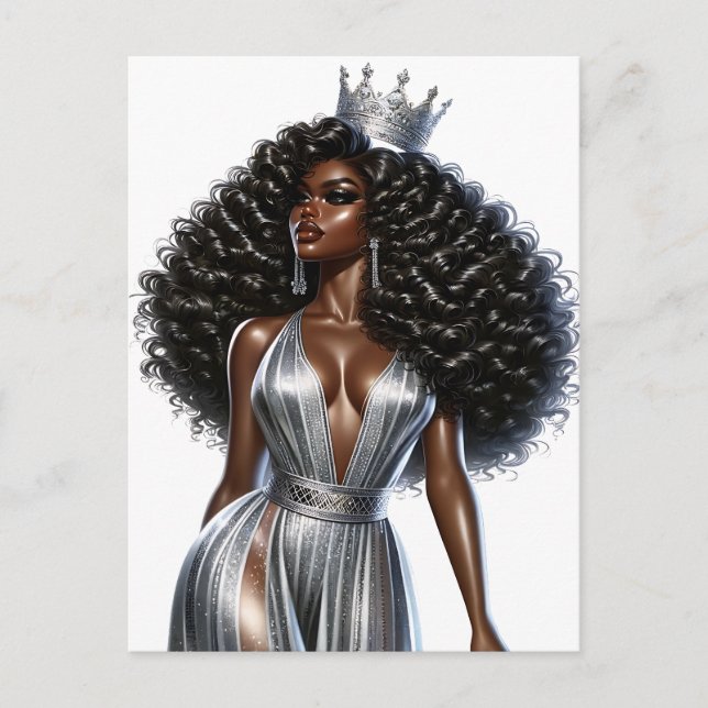 Black queen melanin Sista African American beautif Holiday Postcard (Front)