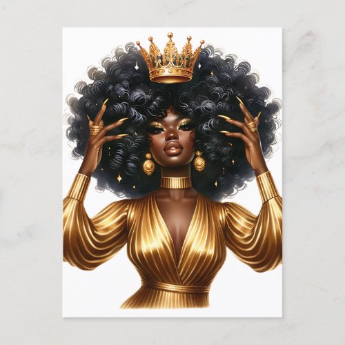 Black queen melanin Sista African American beautif Holiday Postcard