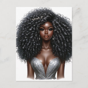 Black queen melanin Sista African American beautif Holiday Postcard