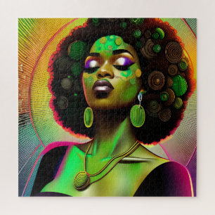 Black queen melanin Sista African American beautif Jigsaw Puzzle