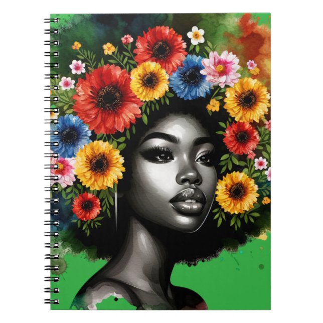 Black queen melanin sista magic brown skin girls notebook (Front)