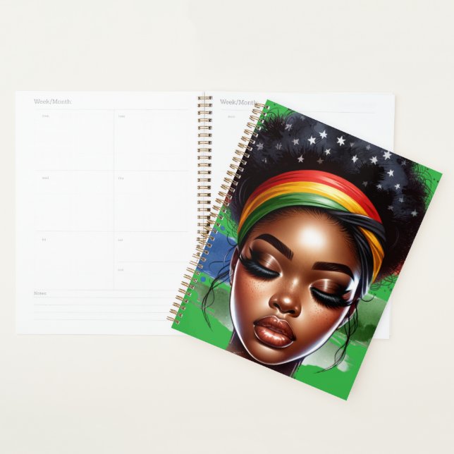 Black queen melanin sista magic brown skin girls planner (Display)