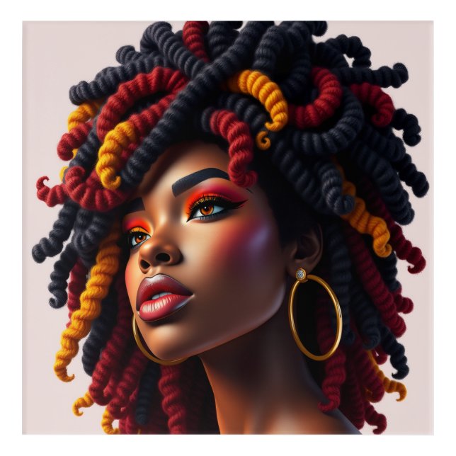 Black Queen Melanin Women Sista Orange Queens Acrylic Print (Front)