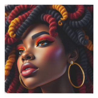 Black Queen Melanin Women Sista Orange Queens Faux Canvas Print