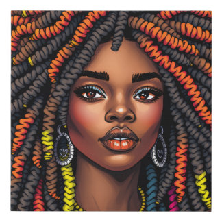 Black Queen Melanin Women Sista Orange Queens Faux Canvas Print