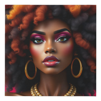 Black Queen Melanin Women Sista Orange Queens Faux Canvas Print