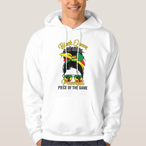 Black Queen Messy Bun Most Powerful Chess African  Hoodie