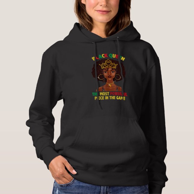 Black Queen Most Powerful Chess African American W Hoodie (Front)