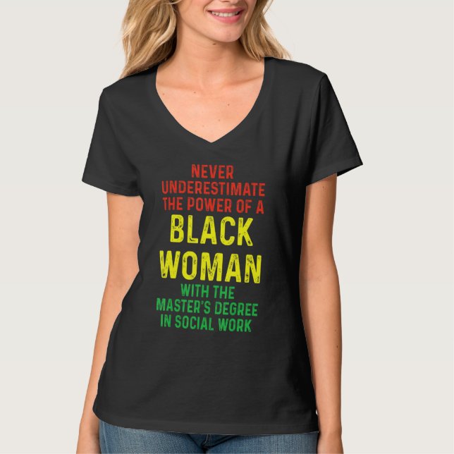 Black Queen Msw Social Work Masters Graduation T-Shirt (Front)