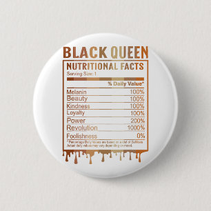 Black Queen Nutrition Facts Black History Month 20 Button