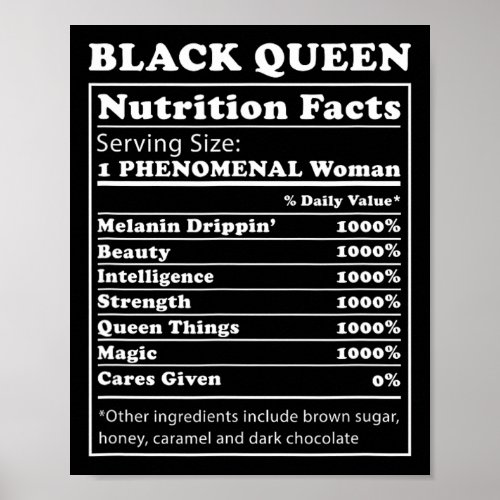 Black Queen Nutrition Facts Black History Month Bl Poster