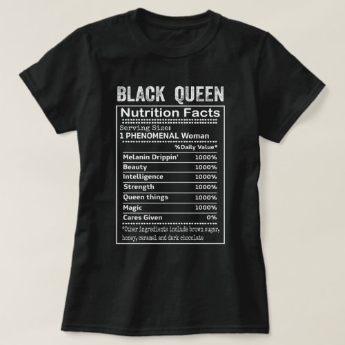 Black Queen Nutrition Facts T_Shirt