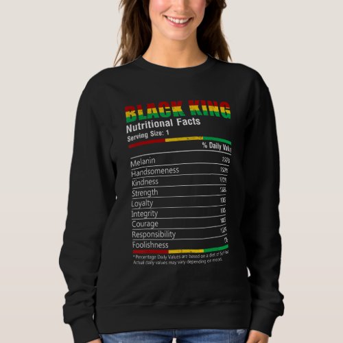 Black Queen Nutritional Facts Black History Month  Sweatshirt