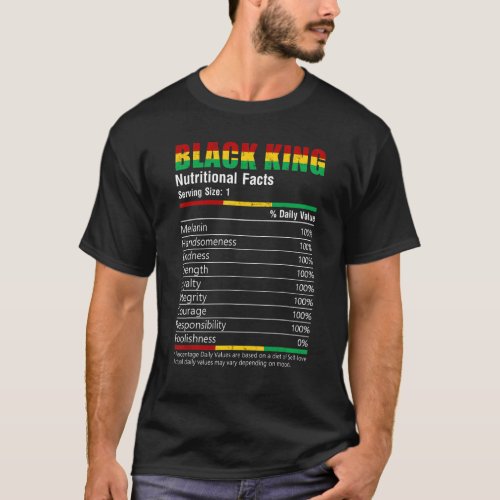 Black Queen Nutritional Facts Black History Month  T_Shirt