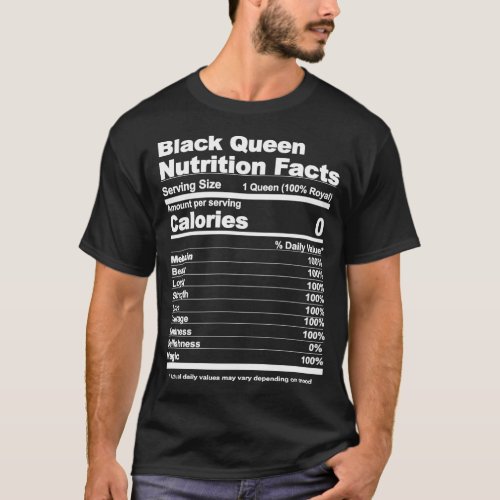 Black Queen Nutritional Facts T_Shirt