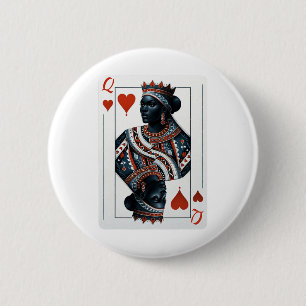 Black Queen Of Hearts Card Deck Game Proud Black W Button