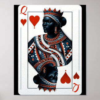black queen of hearts card deck game proud black w poster