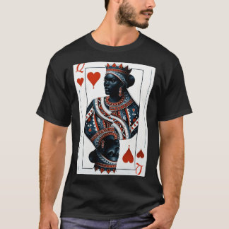 black queen of hearts card deck game proud black w T-Shirt