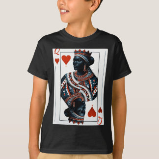 black queen of hearts card deck game proud black w T-Shirt