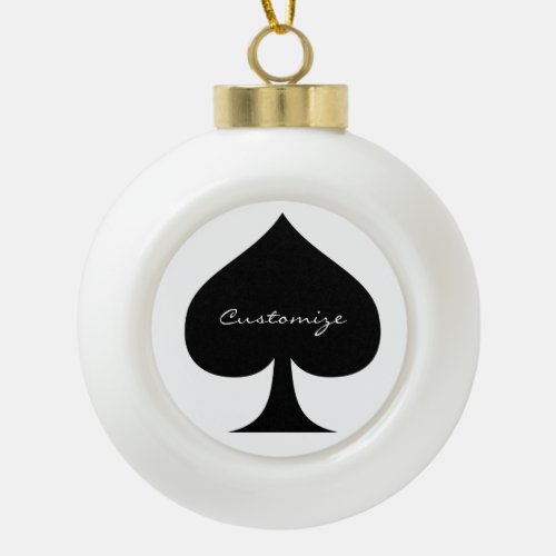 Black Queen of Spades Black Thunder_Cove Ceramic Ball Christmas Ornament