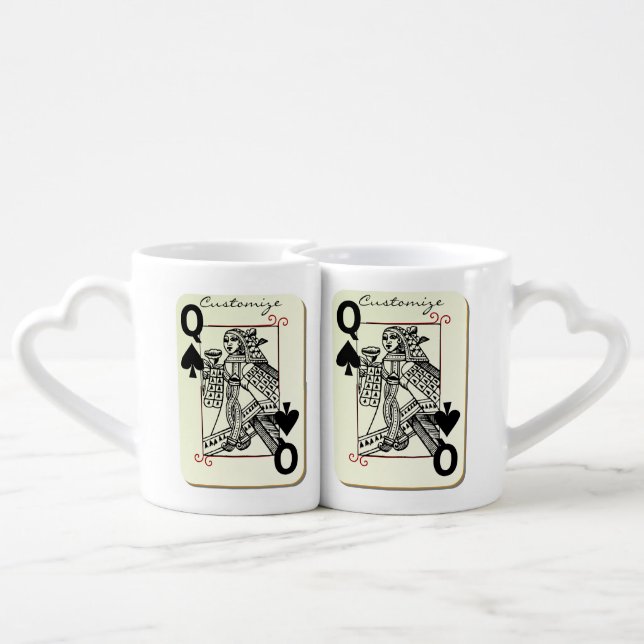 Black Queen of Spades Card Thunder_Cove Coffee Mug Set (Back Nesting)
