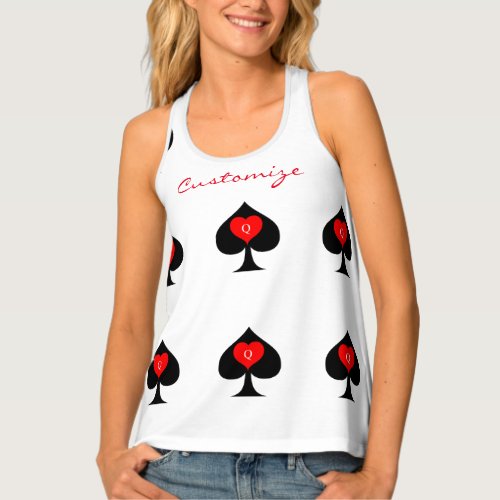 Black Queen of Spades Red Heart Thunder_Cove All_O Tank Top