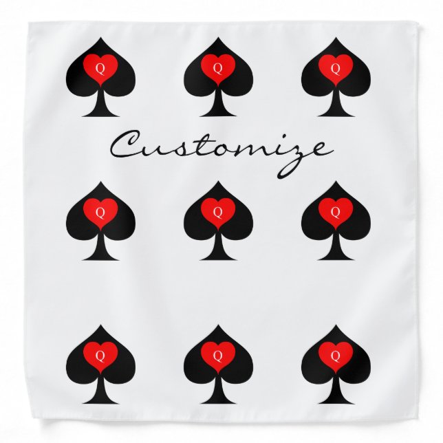 Black Queen of Spades Red Heart Thunder_Cove Bandana (Front)