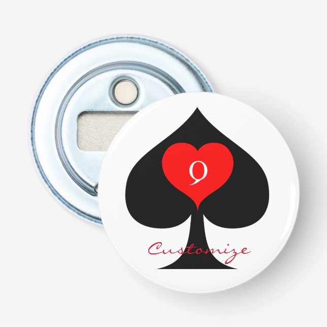 Black Queen of Spades Red Heart Thunder_Cove Bottle Opener (Front)