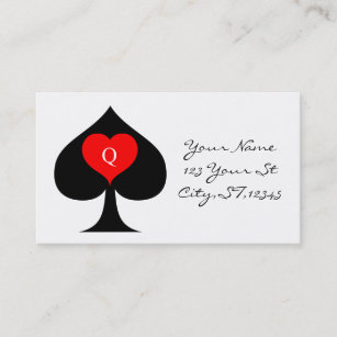 Black Queen of Spades Red Heart Thunder_Cove Business Card