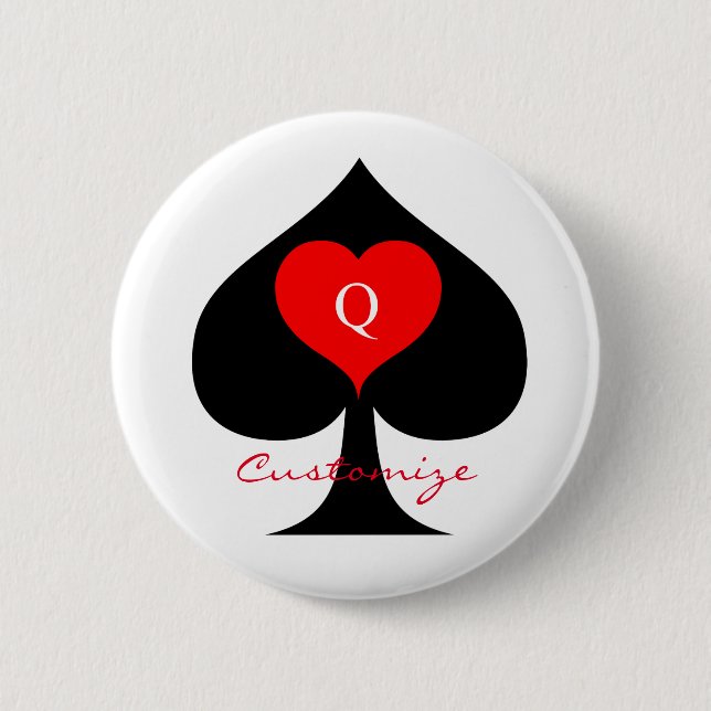 Black Queen of Spades Red Heart Thunder_Cove Button (Front)