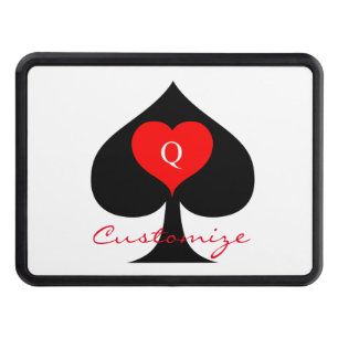 Black Queen of Spades Red Heart Thunder_Cove Hitch Cover
