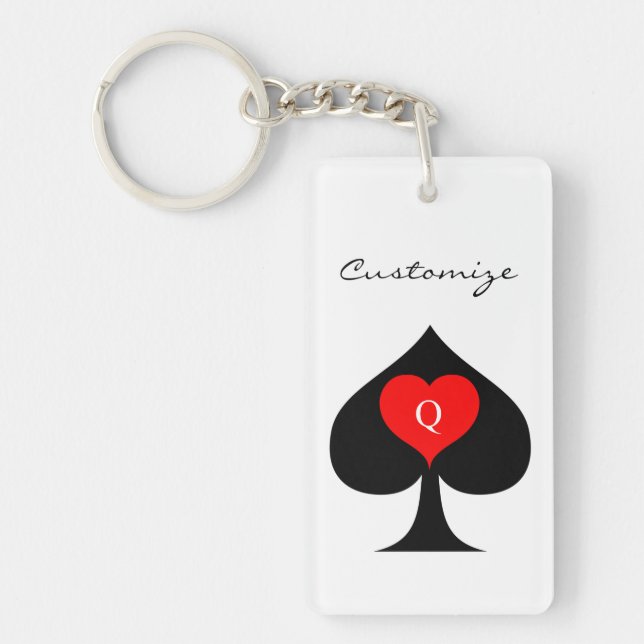 Black Queen of Spades Red Heart Thunder_Cove Keychain (Front)