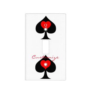 Black Queen of Spades Red Heart Thunder_Cove Light Switch Cover