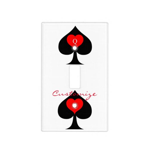 Black Queen of Spades Red Heart Thunder_Cove Light Switch Cover