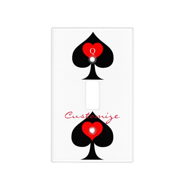 Black Queen of Spades Red Heart Thunder_Cove Light Switch Cover (Front)