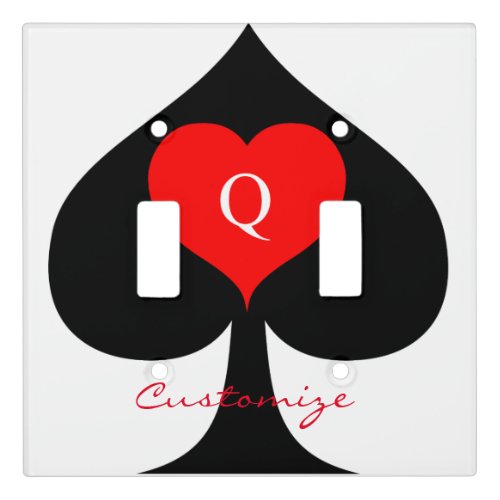 Black Queen of Spades Red Heart Thunder_Cove Light Switch Cover