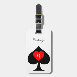 Black Queen of Spades Red Heart Thunder_Cove Luggage Tag