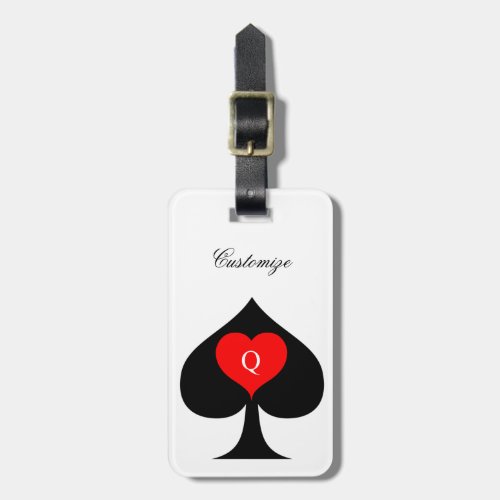 Black Queen of Spades Red Heart Thunder_Cove Luggage Tag